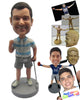 Custom Bobblehead Attractive Male Golfer Delighted After Hitting A Perfect Shot - Sports & Hobbies Golfing Personalized Bobblehead & Cake Topper