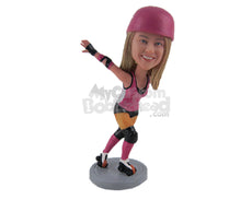 Custom Bobblehead Sexy Female Roller Derby Skating Like A Pro - Sports & Hobbies Dancing Personalized Bobblehead & Cake Topper