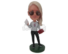 Custom Bobblehead Gorgeous Coach Assistant With Notes And Game Plan In Hand - Sports & Hobbies Coaching & Refereeing Personalized Bobblehead & Cake Topper