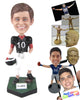 Custom Bobblehead Young Male Football Player Posing With The Ball Under His Feet - Sports & Hobbies Football Personalized Bobblehead & Cake Topper