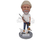 Custom Bobblehead Male Hunter Wearing T-Shirt And Jeans Out Hunting With His Pet Dog And Riffle In Hand - Sports & Hobbies Ice & Field Hockey Personalized Bobblehead & Cake Topper