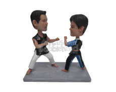 Custom Bobblehead Martial Art Dad And Son Duo Ready For A Fight - Sports & Hobbies Boxing & Martial Arts Personalized Bobblehead & Cake Topper