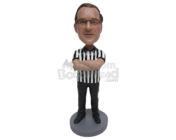 Custom Bobblehead Handsome Referee Waiting For The Game To Begin - Sports & Hobbies Coaching & Refereeing Personalized Bobblehead & Cake Topper
