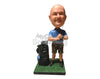 Custom Bobblehead Male Golfer In T-Shirt And Shorts With His Golfing Club Simulating Big Shot - Sports & Hobbies Golfing Personalized Bobblehead & Cake Topper