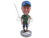 Custom Bobblehead Lucky Fisherman Catching Lots Of Fish - Sports & Hobbies Fishing Personalized Bobblehead & Cake Topper