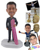 Custom Bobblehead Male Snow Boarder Posing With His Snow Skating Board - Sports & Hobbies Skiing & Skating Personalized Bobblehead & Cake Topper