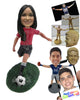 Custom Bobblehead Sexy Female Soccer Player Ready To Shoot The Ball With Power - Sports & Hobbies Soccer Personalized Bobblehead & Cake Topper