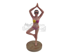 Custom Bobblehead Gorgeous Girl Wearing Bikini Doing Yoga - Sports & Hobbies Yoga & Relaxation Personalized Bobblehead & Cake Topper