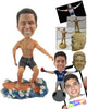 Custom Bobblehead Muscular Male Surfer Surfing Out In The Water - Sports & Hobbies Surfing & Water Sports Personalized Bobblehead & Cake Topper
