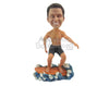 Custom Bobblehead Muscular Male Surfer Surfing Out In The Water - Sports & Hobbies Surfing & Water Sports Personalized Bobblehead & Cake Topper