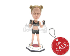 Custom Bobblehead Strong Female Mma Fighter Ready For The Fight - Sports & Hobbies Boxing & Martial Arts Personalized Bobblehead & Cake Topper