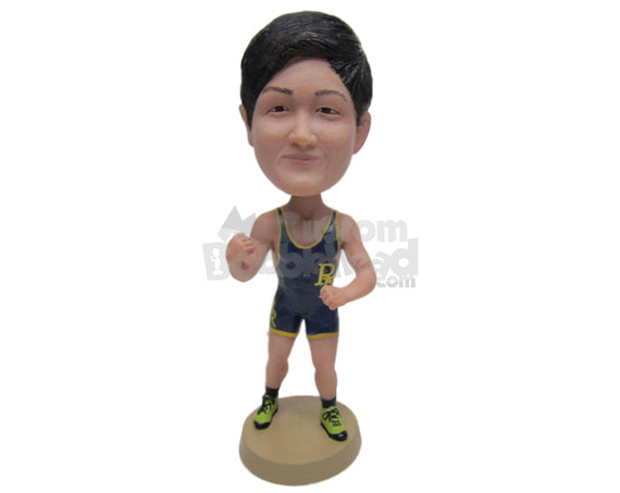 Custom Bobblehead Male Wrestler In Full Wrestling Gear Ready For A Fight - Sports & Hobbies Boxing & Martial Arts Personalized Bobblehead & Cake Topper