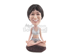 Custom Bobblehead Gorgeous Lady Wearing Sporting Clothing Doing Yoga - Sports & Hobbies Yoga & Relaxation Personalized Bobblehead & Cake Topper