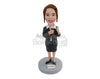 Custom Bobblehead Cute Female Wearing Formal Attire Singing A Song - Sports & Hobbies Miscellaneous Hobbies Personalized Bobblehead & Cake Topper