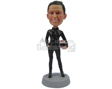Custom Bobblehead Stylish Female Car Racer In His Racing Outfit - Sports & Hobbies Car Racing Personalized Bobblehead & Cake Topper