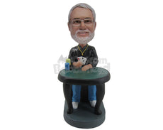 Custom Bobblehead Cool Dude Gambler Wining The Round With A Pair Of Aces - Sports & Hobbies Gambling Personalized Bobblehead & Cake Topper