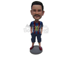Custom Bobblehead Soccer Fan Wearing Soccer Jersey And Shots - Sports & Hobbies Soccer Personalized Bobblehead & Cake Topper