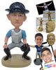 Custom Bobblehead Male Baseball Catcher Ready To Catch The Ball That Comes His Way - Sports & Hobbies Baseball & Softball Personalized Bobblehead & Cake Topper