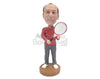 Custom Bobblehead Tennis Player Getting Ready For The Match - Sports & Hobbies Tennis Personalized Bobblehead & Cake Topper