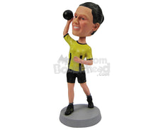 Custom Bobblehead Female Fitness Aficionado Lifting Some A Dumbbell - Sports & Hobbies Weight Lifting & Body Building Personalized Bobblehead & Cake Topper