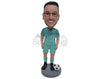 Custom Bobblehead Male Soccer Player Standing With The Ball Next To Him - Sports & Hobbies Soccer Personalized Bobblehead & Cake Topper