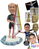Custom Bobblehead Male Wind Surfer On The Water Wearing T-Shirt And Shorts - Sports & Hobbies Surfing & Water Sports Personalized Bobblehead & Cake Topper