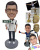Custom Bobblehead Cool Sports Fan Dude Wearing T-Shirt And Jeans Showing The Way With A Sign - Sports & Hobbies Miscellaneous Hobbies Personalized Bobblehead & Cake Topper