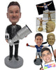 Custom Bobblehead Ice Hockey Fan Holding Stanley Championship Cup In Hand - Sports & Hobbies Car Racing Personalized Bobblehead & Cake Topper