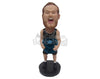Custom Bobblehead Male Weightlifter Trying His Best To Lift The Heavy Weight - Sports & Hobbies Weight Lifting & Body Building Personalized Bobblehead & Cake Topper