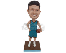 Custom Bobblehead Stylish Basketball Player Waiting For The Game To Start - Sports & Hobbies Basketball Personalized Bobblehead & Cake Topper