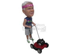 Custom Bobblehead Lawn Mower Dude - Sports & Hobbies Personalized Bobblehead & Cake Topper