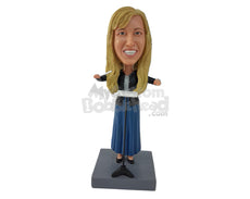 Custom Bobblehead Woman With Both Arms Spread Lead Orchestra With One Hand - Sports & Hobbies Cheerleading Personalized Bobblehead & Cake Topper