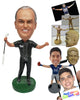 Custom Bobblehead Golfer With Gold Club In Hand - Sports & Hobbies Golfing Personalized Bobblehead & Cake Topper