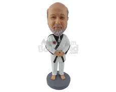 Custom Bobblehead Karate Master In His Uniform - Sports & Hobbies Yoga & Relaxation Personalized Bobblehead & Cake Topper
