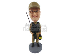 Custom Bobblehead Hunter With His Rifle And Bag - Sports & Hobbies Hunting & Outdoors Personalized Bobblehead & Cake Topper