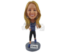 Custom Bobblehead Female Runner With Her Shoes And Tight Outfit - Sports & Hobbies Running Personalized Bobblehead & Cake Topper