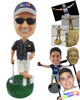 Custom Bobblehead Golfer Relaxing On One Foot With Golf Stick Next To Him - Sports & Hobbies Golfing Personalized Bobblehead & Cake Topper