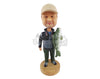 Custom Bobblehead Fisherman Holding A Giant Fish To Impress People - Sports & Hobbies Fishing Personalized Bobblehead & Cake Topper