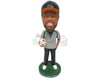 Custom Bobblehead Soccer Player Holding A Soccer Ball In One Hand - Sports & Hobbies Soccer Personalized Bobblehead & Cake Topper