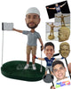 Custom Bobblehead Golfer With His Gold Stick Next To Him - Sports & Hobbies Golfing Personalized Bobblehead & Cake Topper