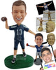 Custom Bobblehead Football Player About To Throw His Football In Full Speed - Sports & Hobbies Football Personalized Bobblehead & Cake Topper