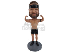 Custom Bobblehead Body Builder Showing Of His Muscles - Sports & Hobbies Weight Lifting & Body Building Personalized Bobblehead & Cake Topper