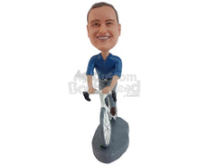 Custom Bobblehead Biker Ready To Cycle Around - Sports & Hobbies Cycling Personalized Bobblehead & Cake Topper