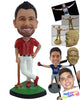 Custom Bobblehead Cricket Player Leaning On His Bat With Crossed Legs And A Smile - Sports & Hobbies Baseball & Softball Personalized Bobblehead & Cake Topper