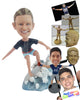 Custom Bobblehead Guy Surfing On Waves - Sports & Hobbies Surfing & Water Sports Personalized Bobblehead & Cake Topper