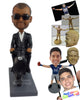 Custom Bobblehead Spy Riding A Motorcycle With Blend - Sports & Hobbies Super Executives Personalized Bobblehead & Cake Topper