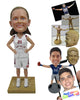 Custom Bobblehead Female Basketball Player With Hands On Waist - Sports & Hobbies Basketball Personalized Bobblehead & Cake Topper