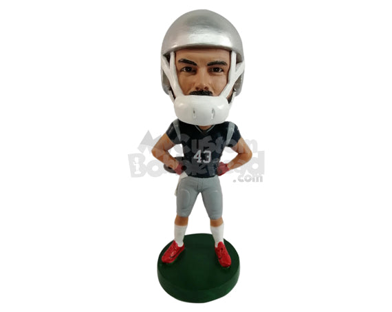 Custom Bobblehead Football player all geared up and ready to win the game - Sports & Hobbies Football Personalized Bobblehead & Action Figure