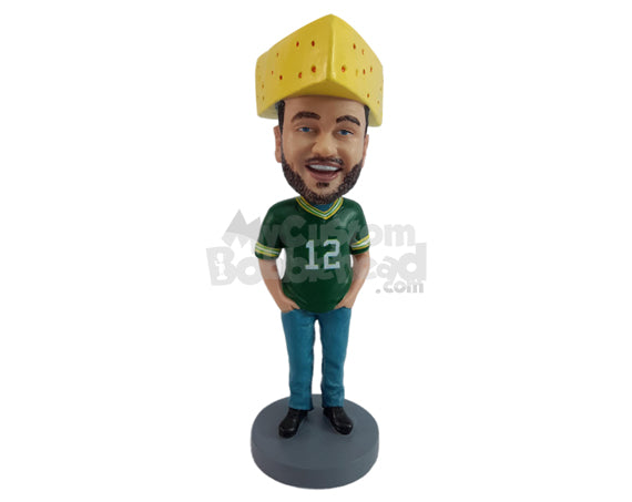 Custom Bobblehead Great football fan wearing a jersey, long pants and nice shoes - Sports & Hobbies Football Personalized Bobblehead & Action Figure