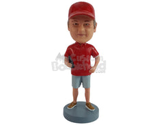 Custom Bobblehead Coach determined to an important game wearing polo shirt, shorts and loafers - Sports & Hobbies Coaching & Refereeing Personalized Bobblehead & Action Figure